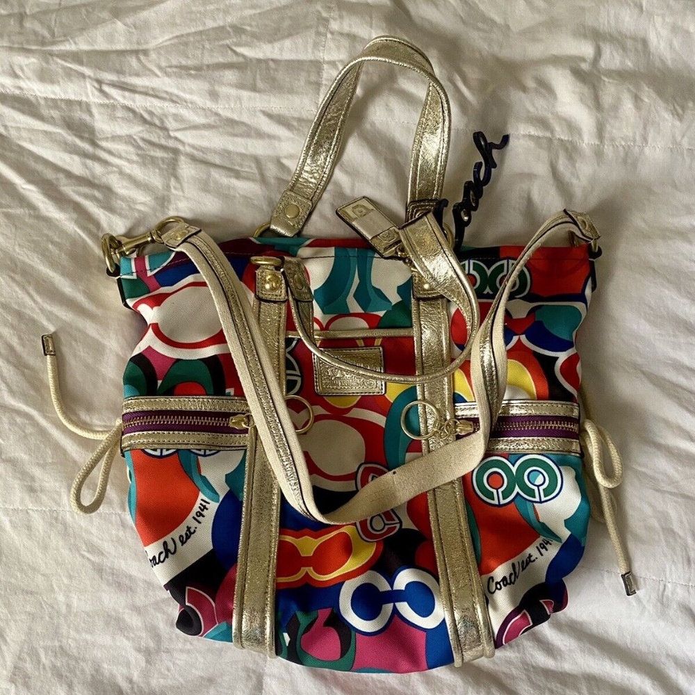 Coach Poppy Pop C Glam Spotlight Colorful Signature Shoulder Handbag Tote